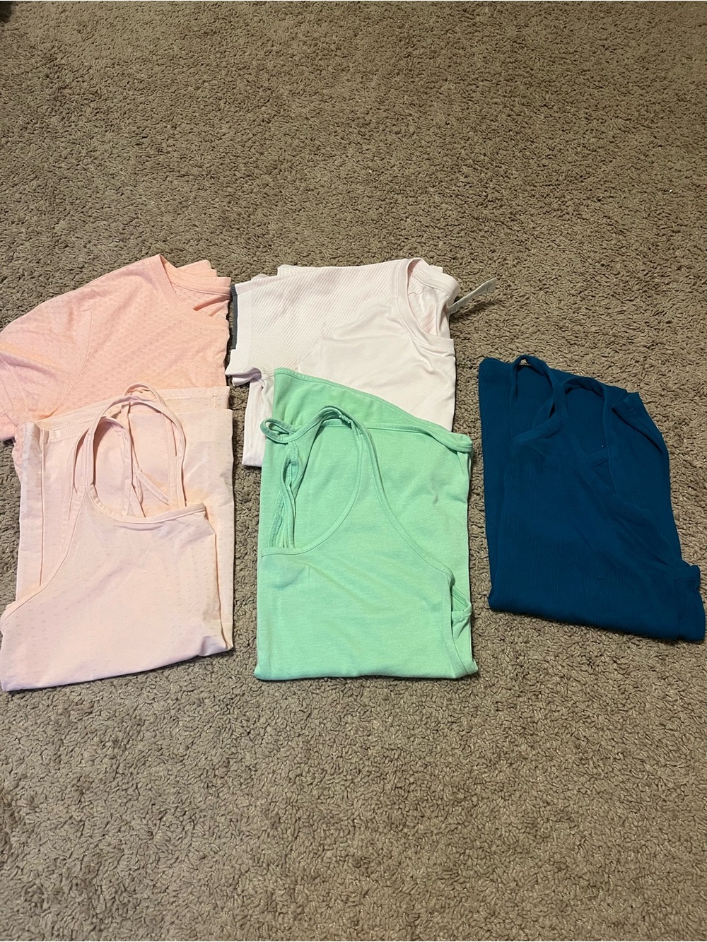 Mixed Tank Top and Tee Bundle - Pastel Pink, Mint, White, Teal